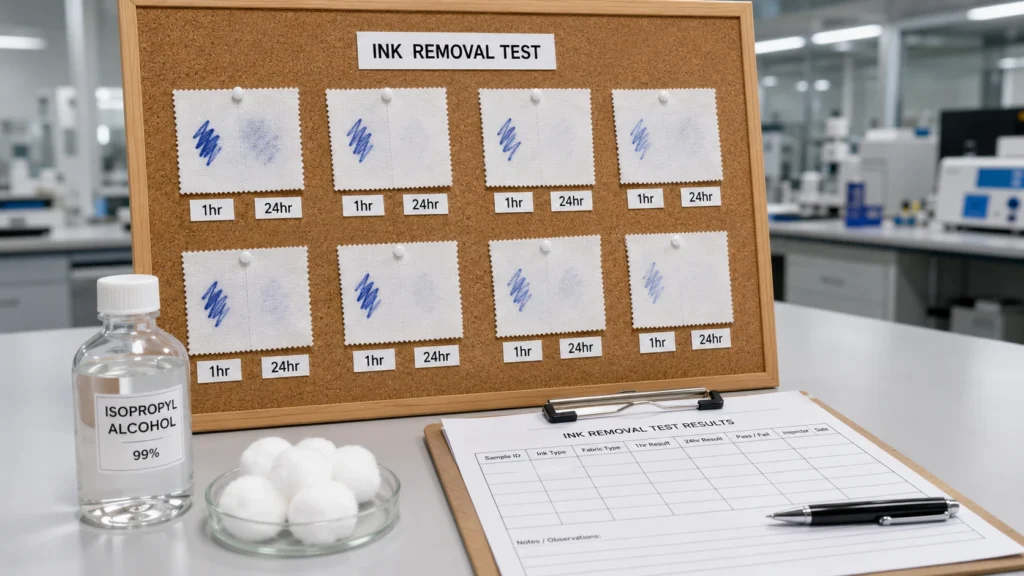 Dry erase marker washability QC testing station