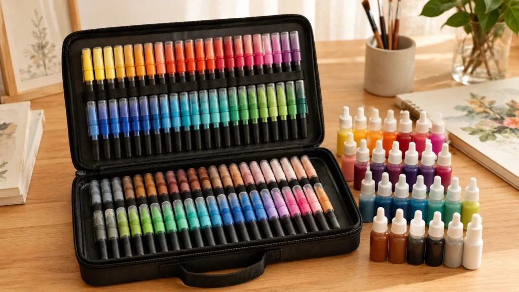 Watercolor marker set with refill bottles revenue model