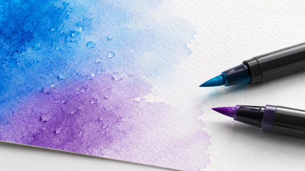 Marcadores aquareláveis com efeito degradê