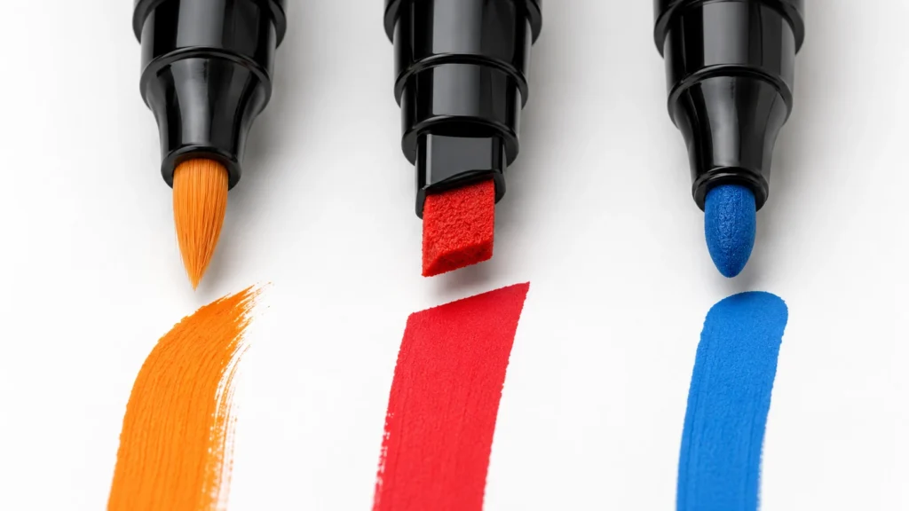 Acrylic paint marker brush chisel bullet nib comparison