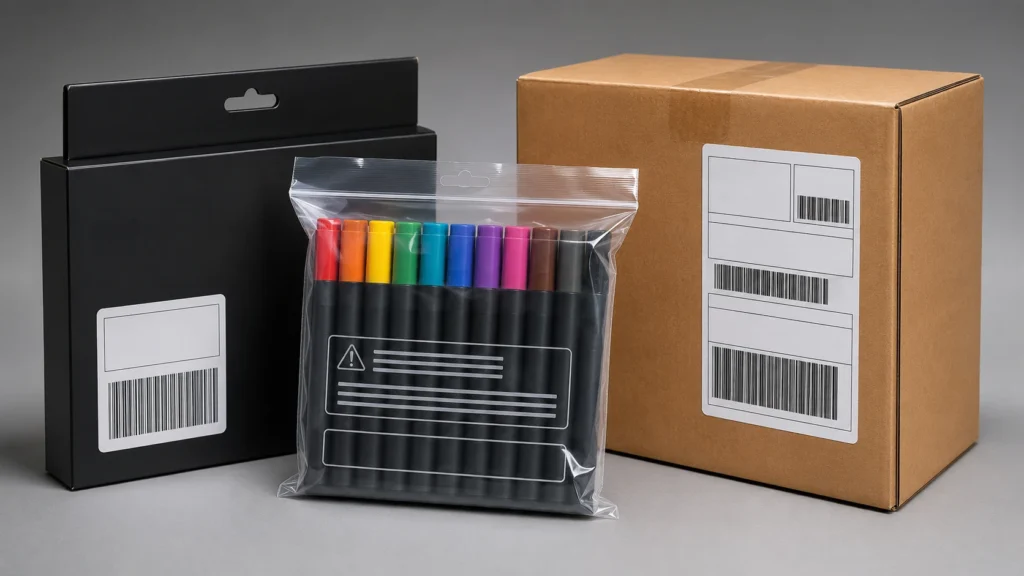 Amazon FBA compliant pen packaging FNSKU barcode label