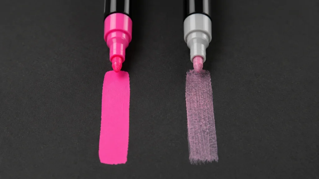 High quality acrylic paint marker opacity comparison test