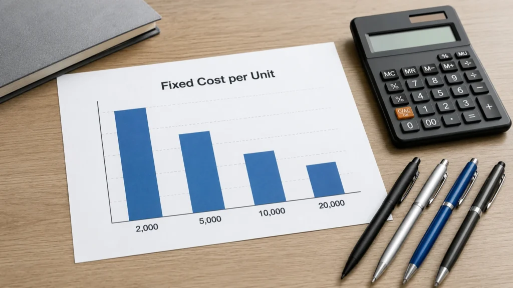 MOQ fixed cost per unit volume chart pens