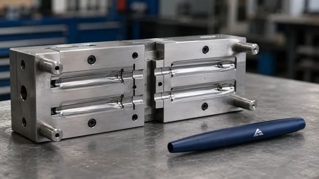 Pen injection mold versus semi custom logo barrel