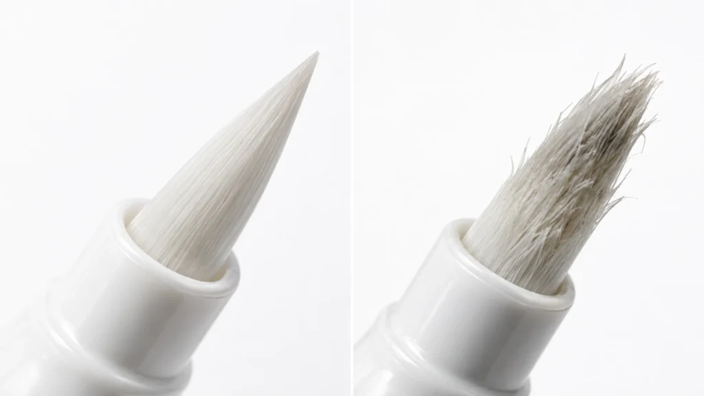 Worn versus fresh acrylic paint marker nib comparison