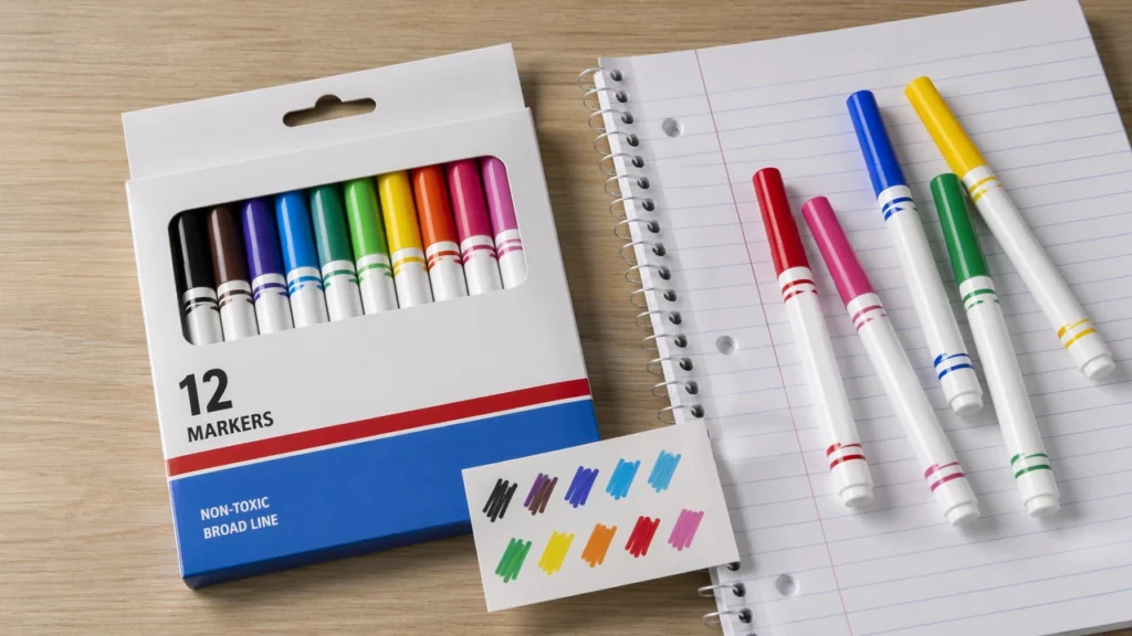 Compact 12 color marker set for school and trial orders