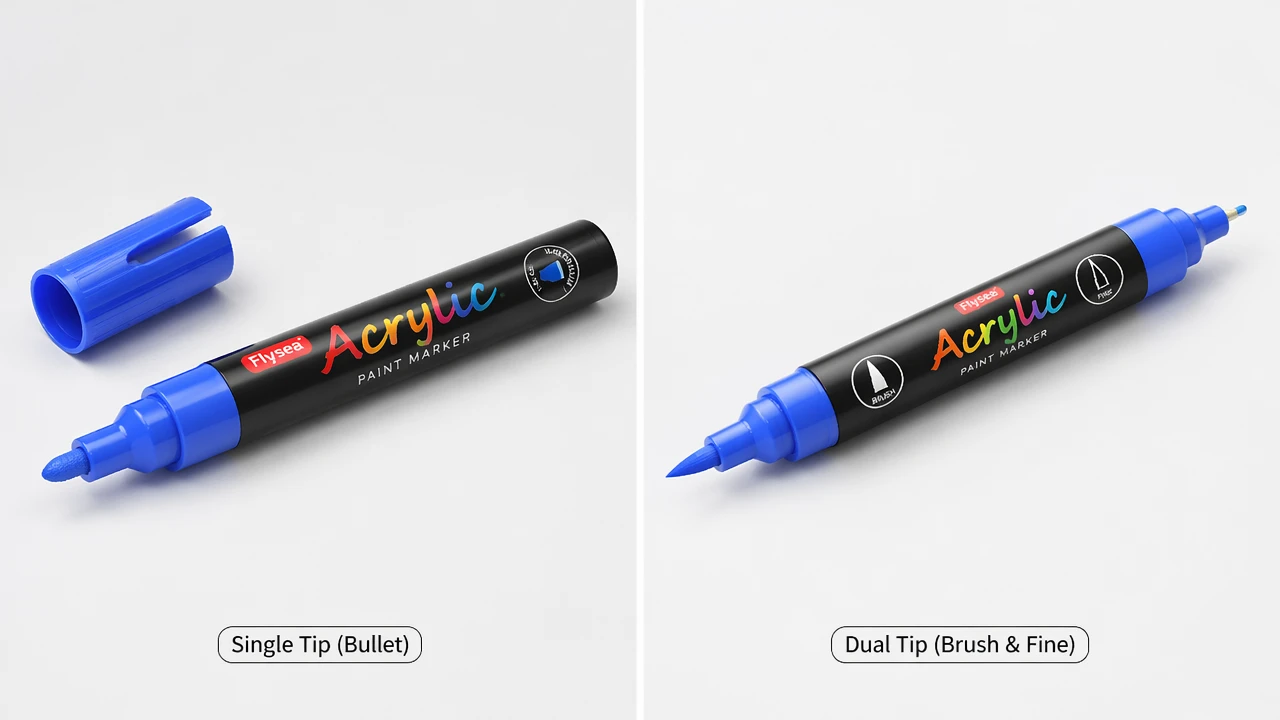 Dual tip acrylic markers versus single tip comparison