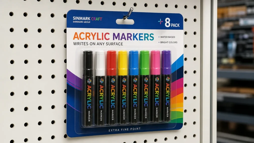 Blister card acrylic marker packaging hang-sell retail