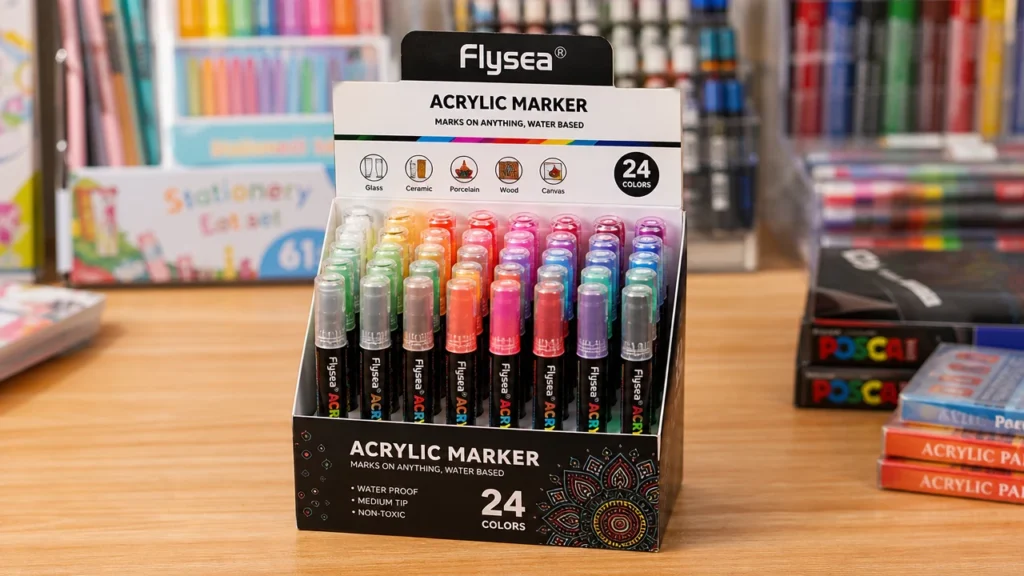 Countertop display box acrylic marker packaging impulse purchase