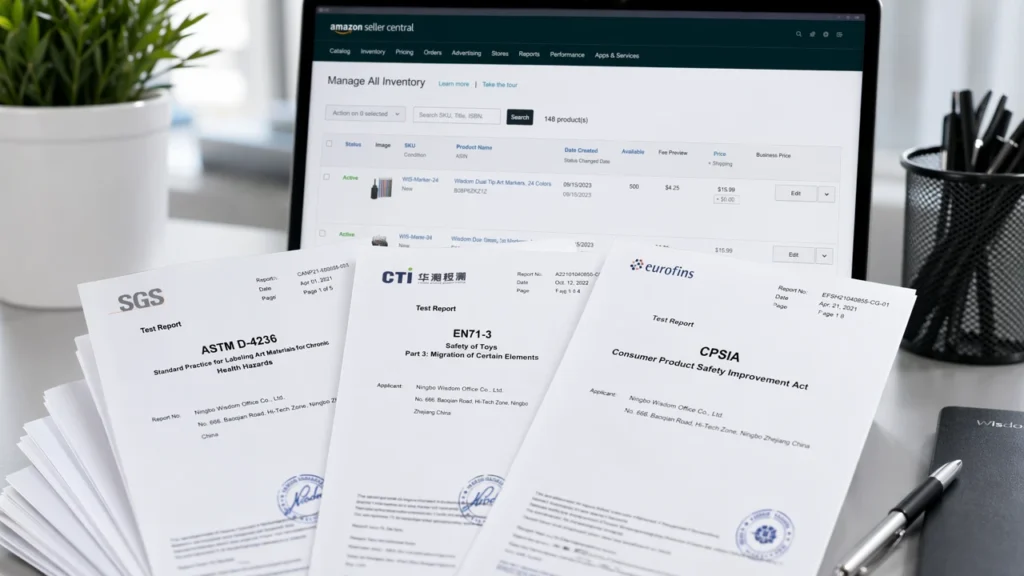 Acrylic marker certification documents Amazon compliance