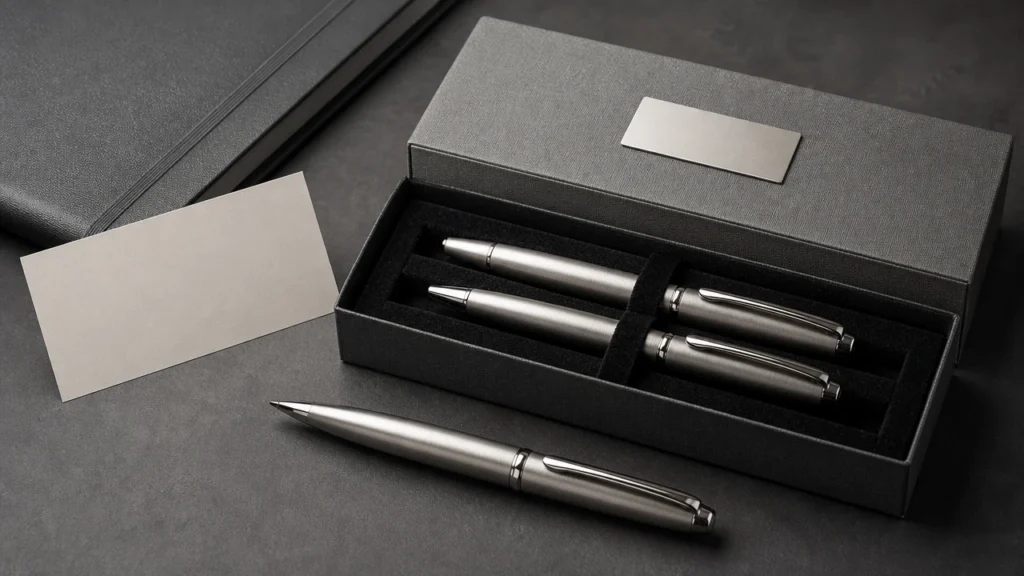 Premium corporate gift pen set with metal pens and luxury gift box