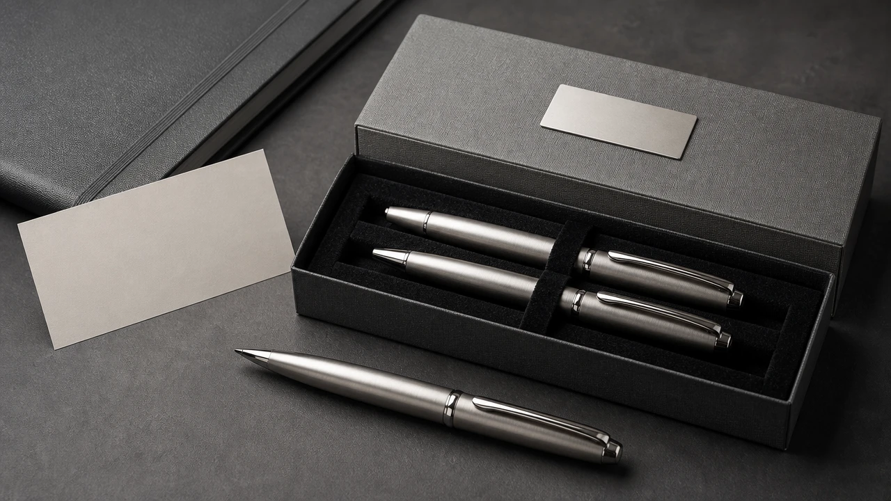 Premium corporate gift pen set with metal pens and luxury gift box