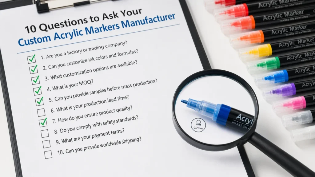Custom acrylic markers manufacturer ten question checklist