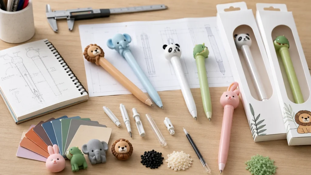 Custom animal-shaped pens manufacturer sample desk with molded novelty pen designs
