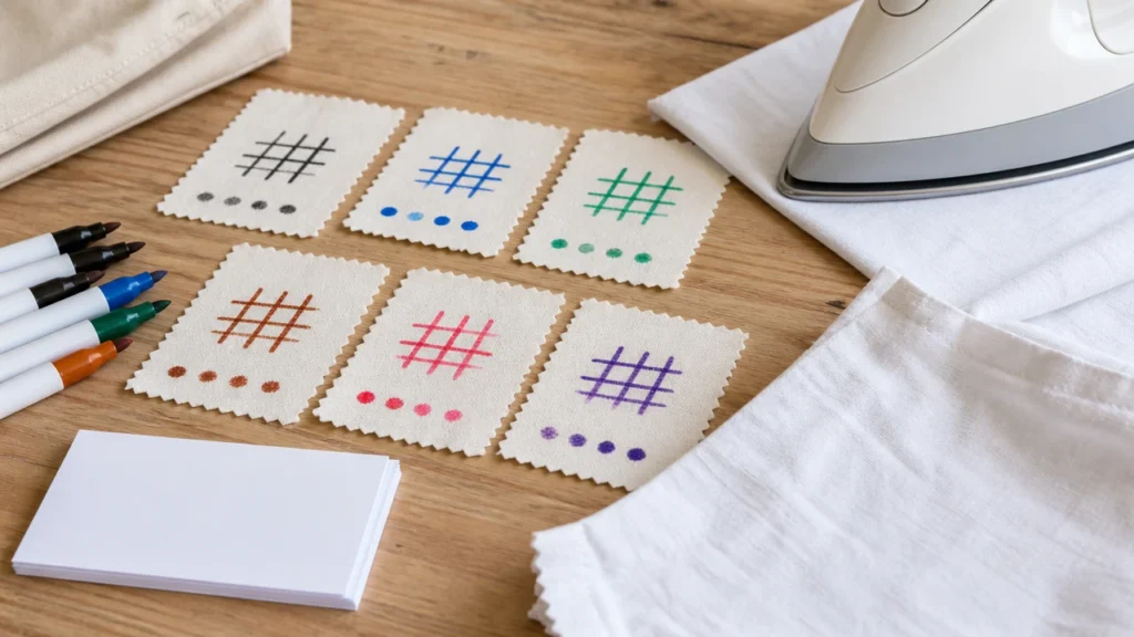 Fabric marker drying and heat setting review with protective cloth
