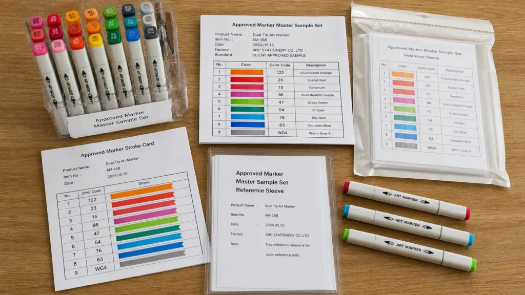 Reorder color control sheet for marker sets with retained samples and QC notes