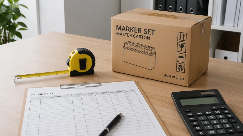 CBM calculation sheet for marker set cartons
