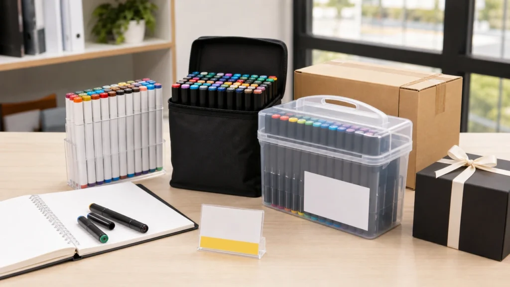Marker set channel positioning for school retail and online sales