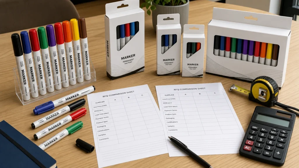 Marker set packaging and compliance document check
