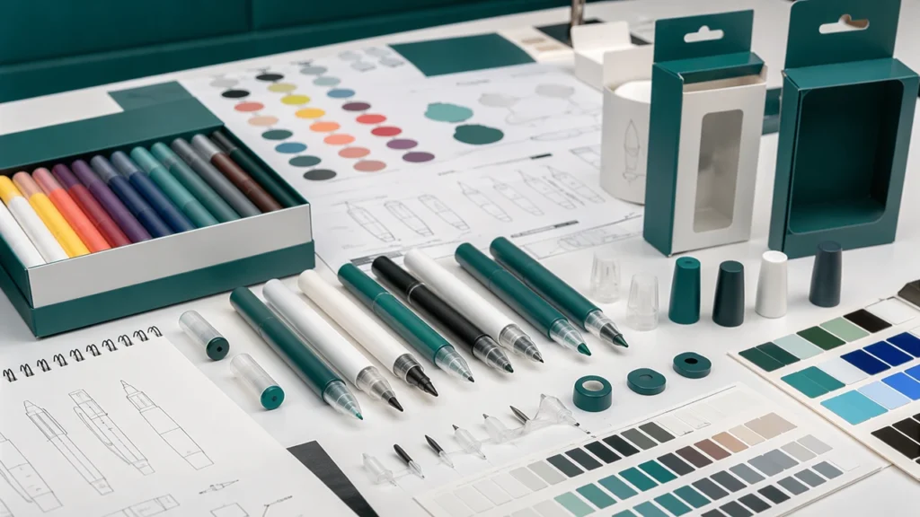 OEM and ODM acrylic marker set development with custom barrels, colors and packaging