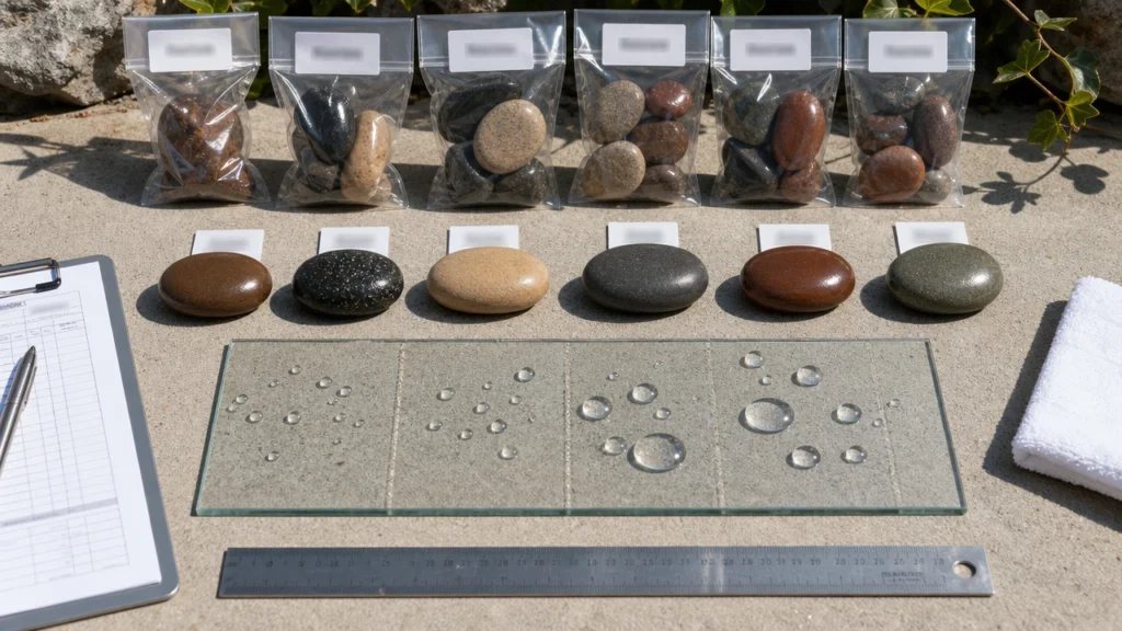 Outdoor durability test samples for sealed painted rocks