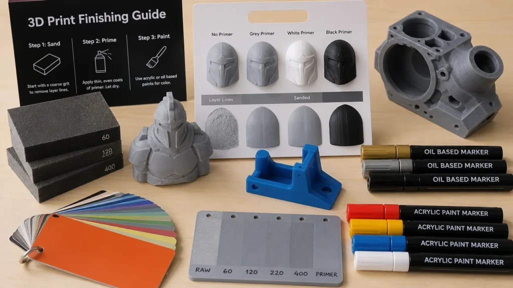 Paint marker setup for 3D printed model finishing

