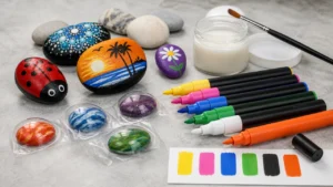 Paint pens for rocks with sealed stone craft samples
