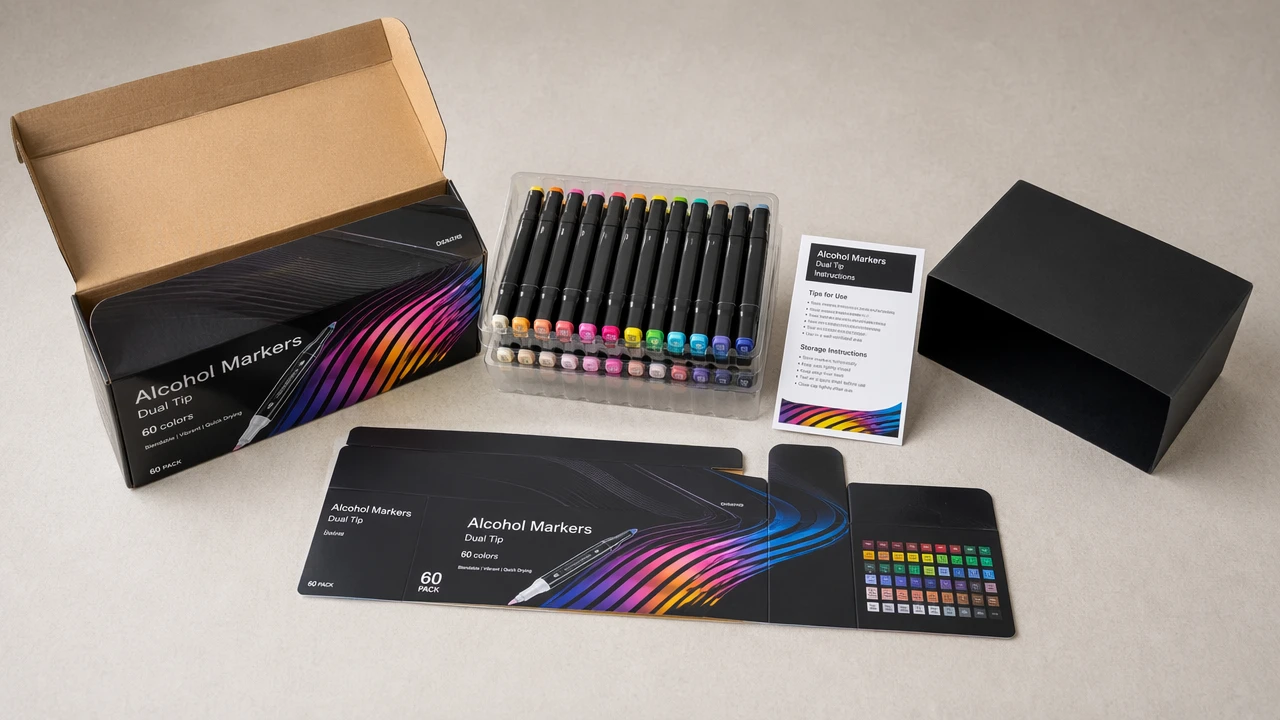 custom marker pen sets packaging and sample approval