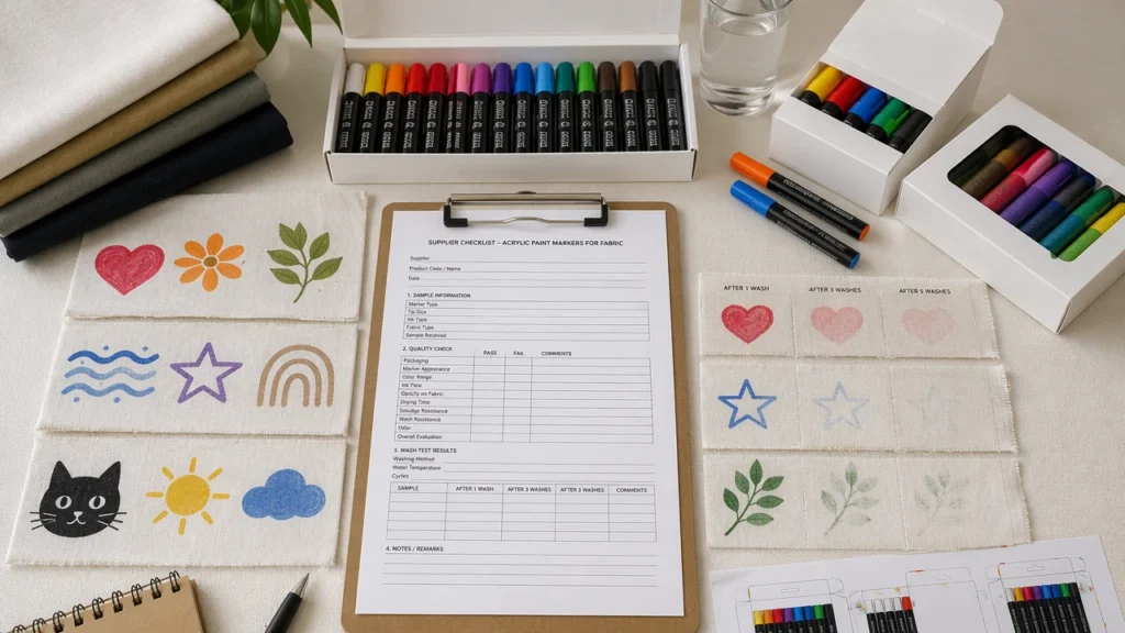 Supplier checklist for acrylic paint markers on fabric durability testing