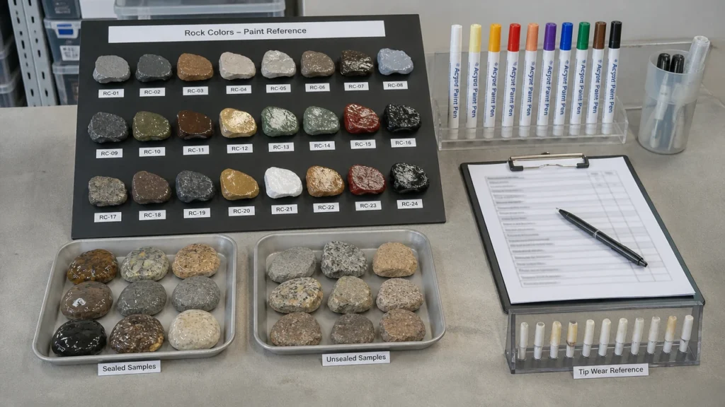 Supplier QC swatch board for rock painting markers