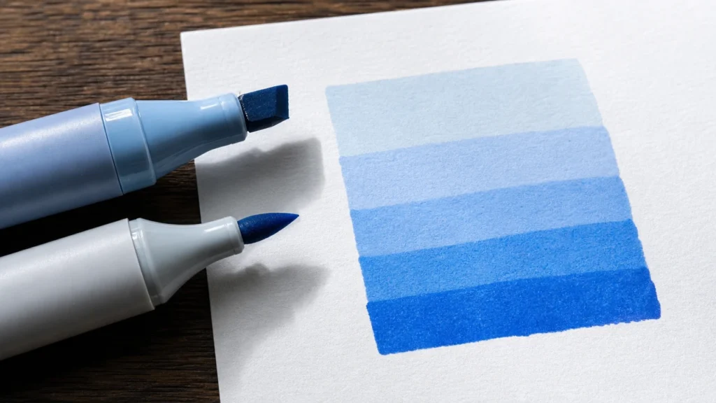 Light-to-dark alcohol marker layering test on marker paper