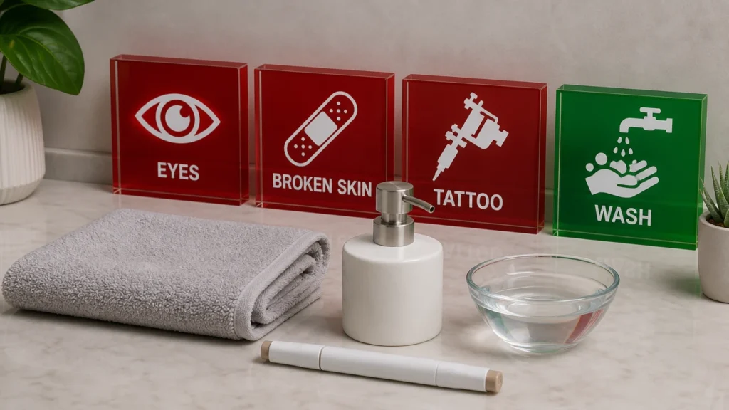Buyer worksheet separating art-material labeling from cosmetic skin use