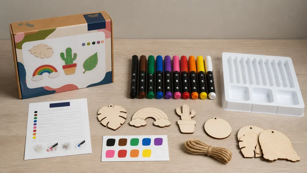 Private label wood craft marker kit with instruction card
