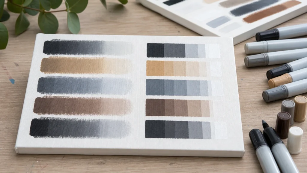 Acrylic paint marker blending window test on canvas
