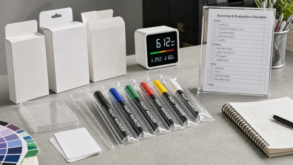 Paint marker odor and ventilation review with sample markers and packaging