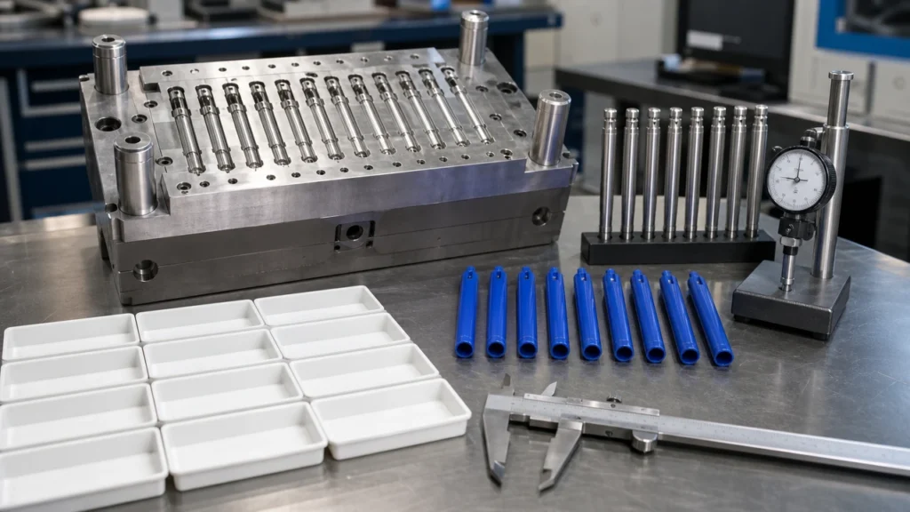 Multi-cavity pen mold and cavity-level dimensional inspection
