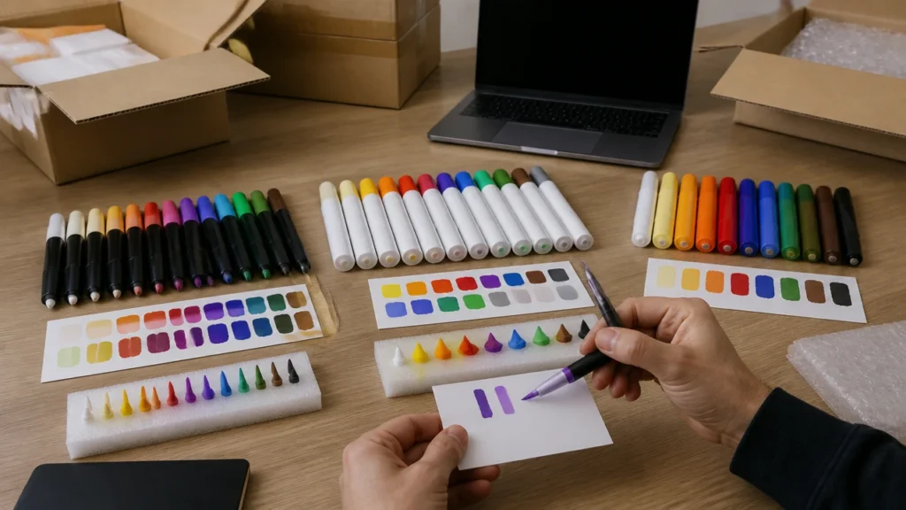 Export carton and retail pack inspection for paint marker shipments