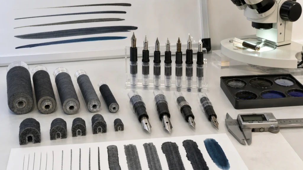 Quality control testing of roll-wrapped ink reservoir cores
