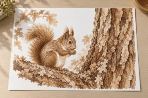 Braune Pinselmarker-Illustrationsstudie auf weißem Papier
