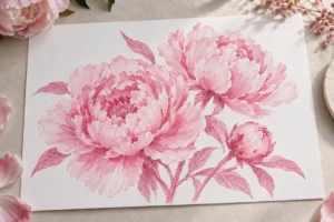 Rosa Pinselmarker-Illustrationsstudie auf weißem Papier
