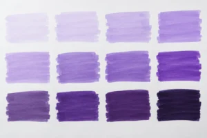 Purple brush-ink colour swatches on white paper