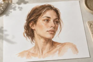 Skin-tone brush-marker illustration study on white paper